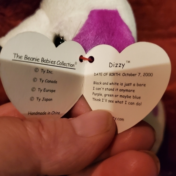 𝅺TY Beanie Baby Dizzy   with purple and blue spots - Picture 3 of 4
